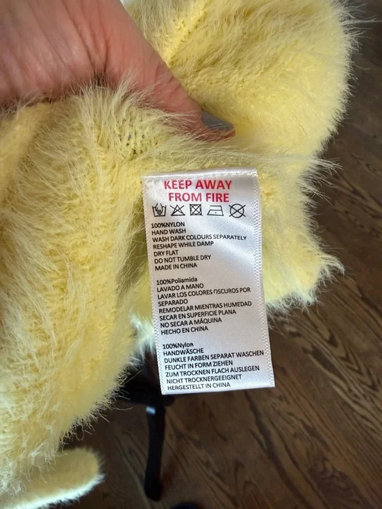 Urban Outfitters Nabila Yellow Fuzzy Oversized Longline Cardigan Size Medium - Picture 5 of 10